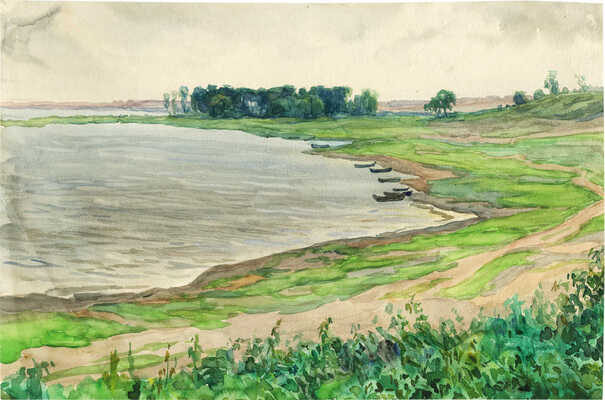 Морозов Константин Феофанович. Пейзаж с лодками